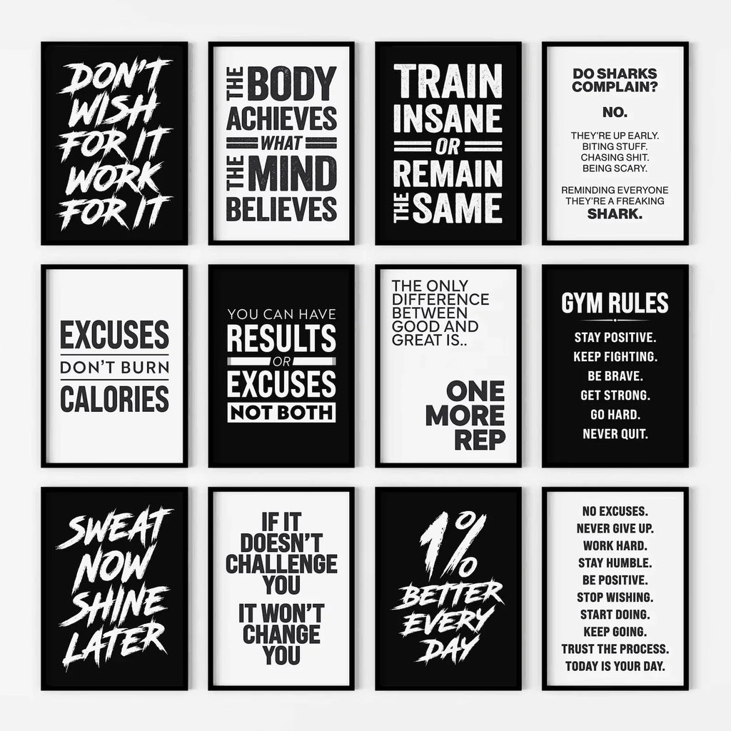 Gym Wall Art Poster Gym Inspirational Poster Home Gym Wall Decoration Gym Slogan Canvas Printing Decorative Painting Frameless