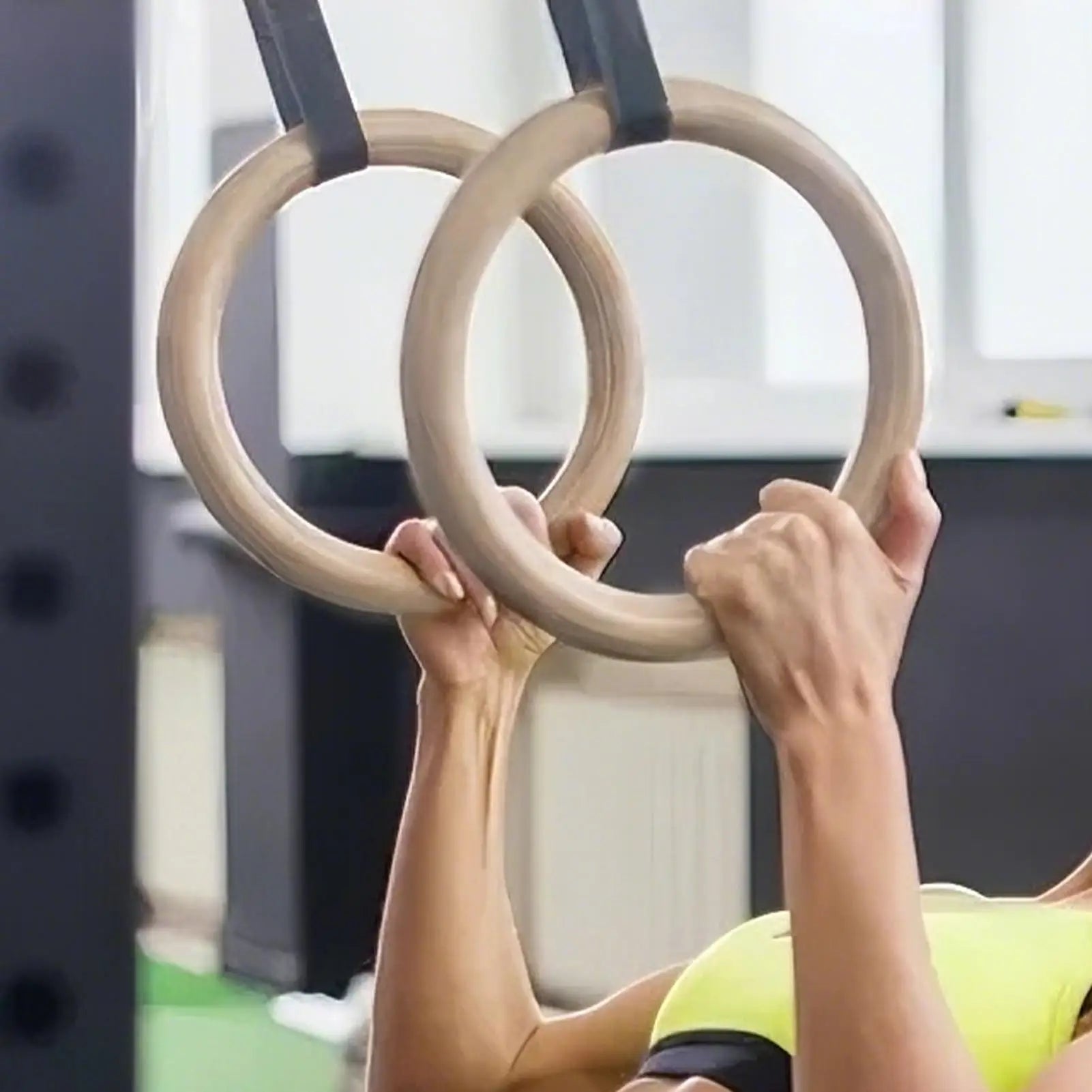 Rings Gymnastics 2 Pieces Calisthenics Grips Equipment Fitness Training Rings For Home Gym Fitness Exercise Playground Indoor