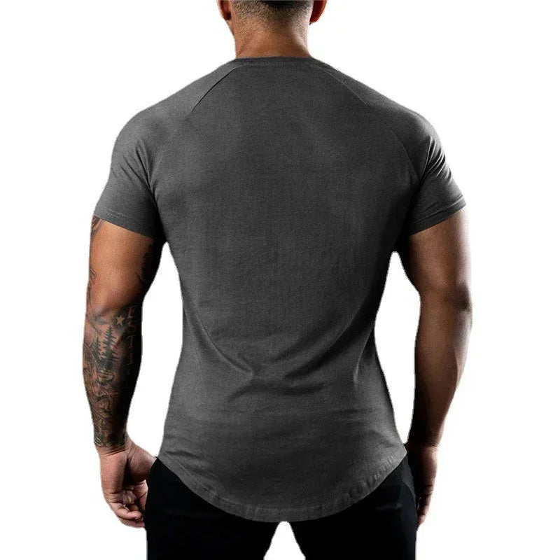 Gym Bodybuilding Muscle Sport Jogging Shirts Summer Cotton Breathable Short Sleeve Clothing Mens Casual Fitness Workout T-shirts