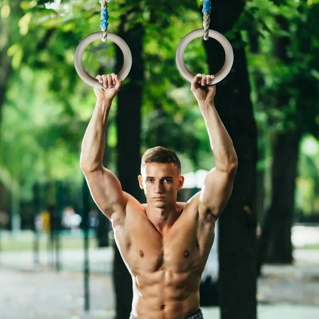 Rings Gymnastics 2 Pieces Calisthenics Grips Equipment Fitness Training Rings For Home Gym Fitness Exercise Playground Indoor
