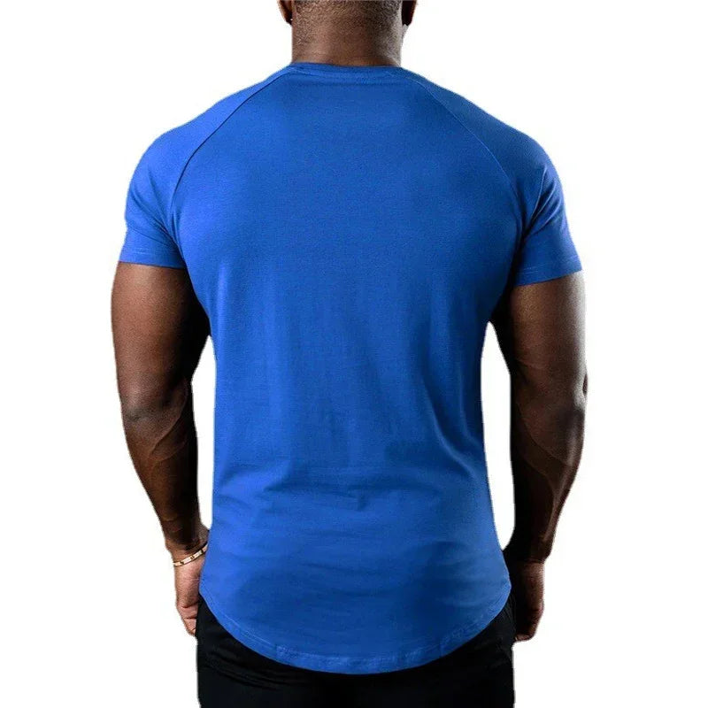 Gym Bodybuilding Muscle Sport Jogging Shirts Summer Cotton Breathable Short Sleeve Clothing Mens Casual Fitness Workout T-shirts